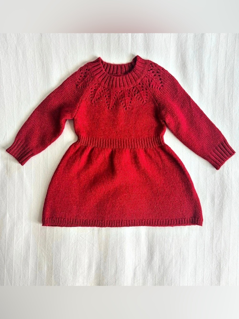Cat & Jack Knit Ruffle Sweater Dress Red Size 12M